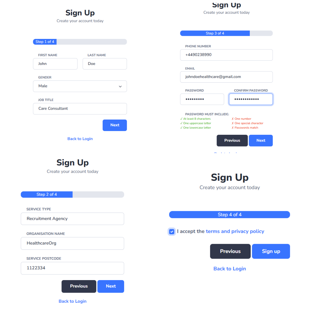 Registration form